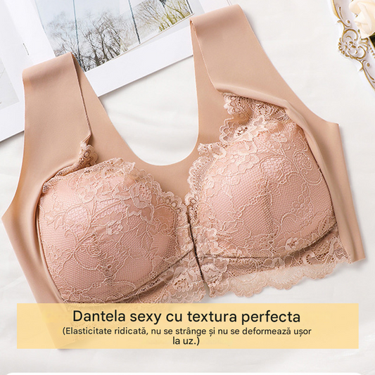 😍【40-100KG】Acest sutien are efect de lifting, dantelă delicată pe spate, o mărime mai mare, un design lift-and-fit și o închidere în față.