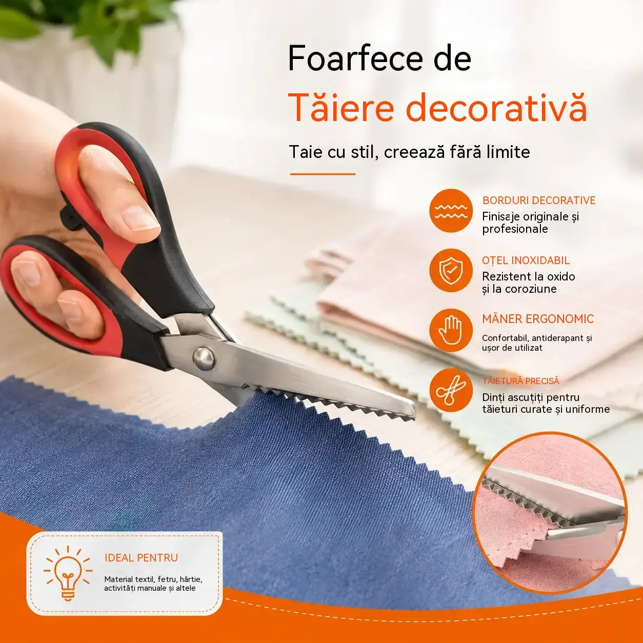 ✂️【Cumpărați 1 obțineți 1 gratuit】 Foarfece multifuncționale pentru roz cu muchie în zig-zag – Pentru materiale textile, hârtie și obiecte de artizanat 🧵