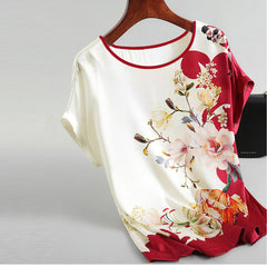 🔥【M~4XL】2026 Vintage Plus Dimensiune Mum Ice Mătase tricou de mătase Vintage