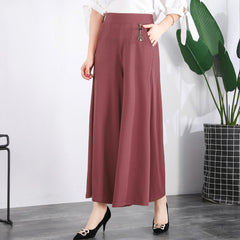 ❤️【M-5XL】2026 Pantaloni noi de dama de vară picioare late mătase de gheață până la glezne