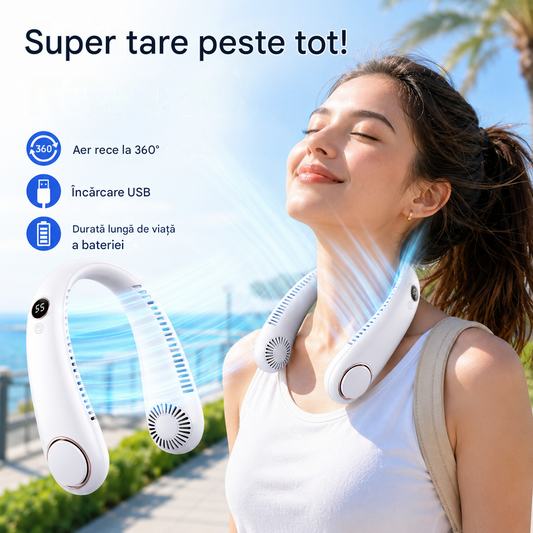 💨 Ventilator de aer condiționat cu gât – Extrem de silențios, portabil și rotativ la 360° – Ideal pentru vară🌞