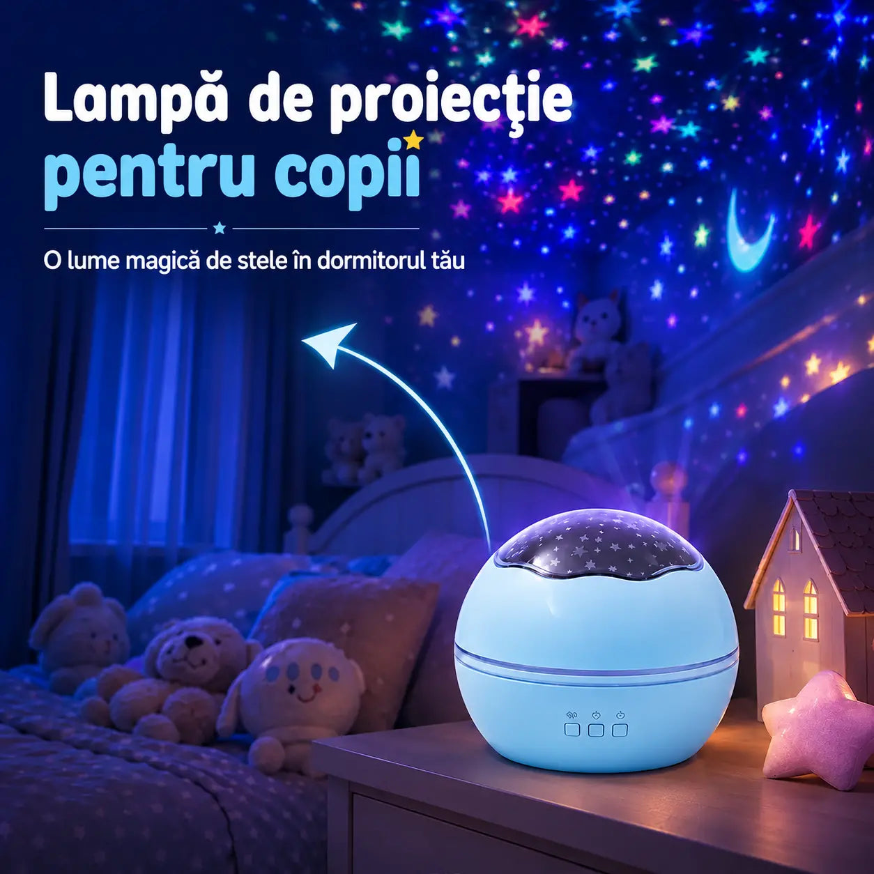 🌠✨ Proiector cu cer înstelat, lumină de veghe ⎜ Lampă LED rotativă 🎁