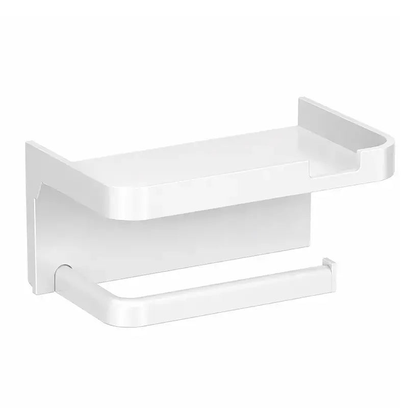 Suport de hârtie igienică montat pe perete cu accesorii, bază solidă, raft modern pentru baie, ușor de instalat, poate ține telefoane mobile și alte obiecte.