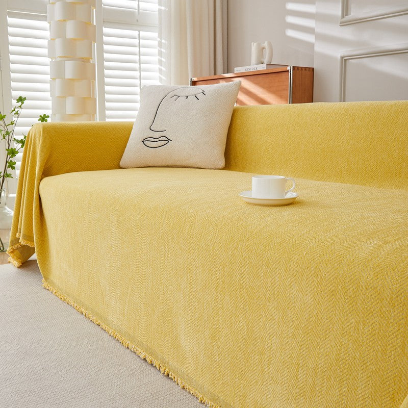 Husă de canapea tip chenille cu model spic de hering (180x180 cm)