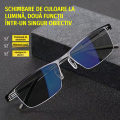 👓✨🔥Ochelari de soare fotocromatici metalici cu rame semi-rame, ochelari de vedere cu blocare a luminii albastre, ochelari de soare pentru șoferi