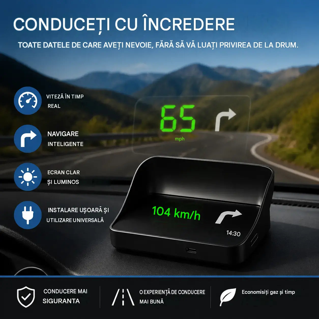 🚗Afișaj HUD în mașina dvs.｜Proiecție GPS HD｜Viteză în timp real și conducere mai sigură