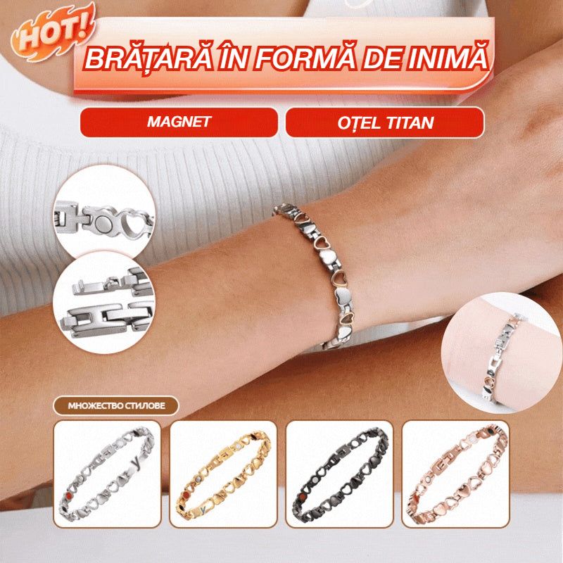 ❤️✨Această brățară elegantă din aur de 18K, în formă de inimă, este magnetică, promovează circulația sângelui și este confortabilă de purtat.✅