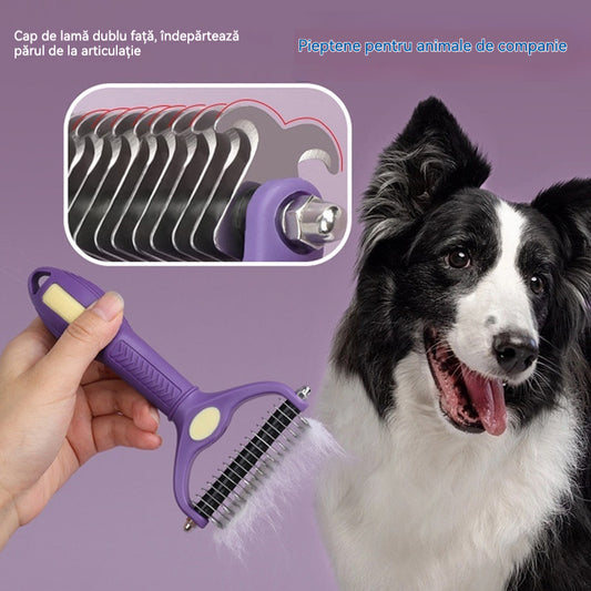 🔥🐕🐱【Cumpără 1, primești 1 gratuit】Pieptene multifuncțional 3 în 1 pentru descurcarea părului de animale, pieptene pentru îndepărtarea părului de câine și pisică