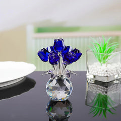 🌹Vază decorativă din cristal conservat, cu trandafir