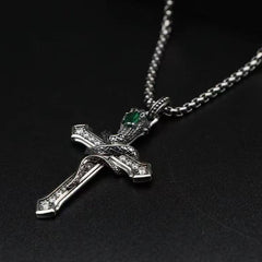 ✝【Cumpără 1, primești 1 gratuit】Colier cruce șarpe din argint