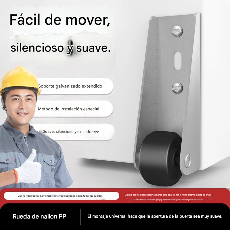 【4 roți + 16 șuruburi】🚪 Suport cu roată pentru ușă căzută – silențios, reglabil și ușor de instalat 🔧