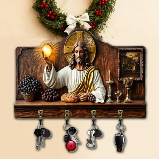 🎁30% reducere✝️ Breloc multifuncțional din lemn cu tematică de Sfânta Împărtășanie