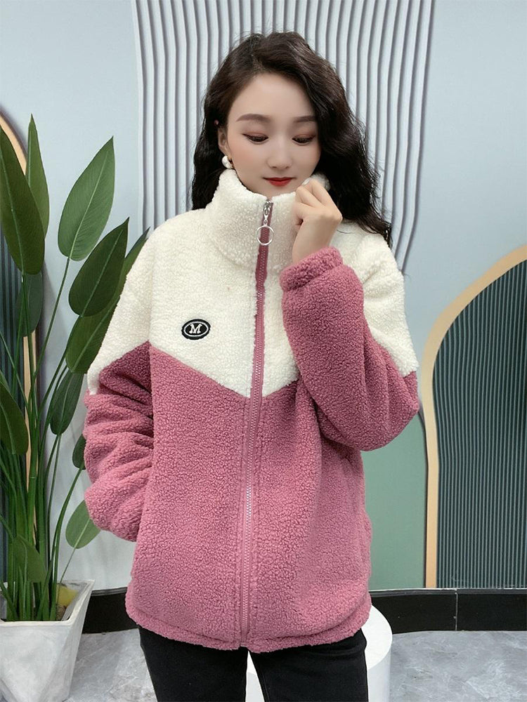 🔥【M-4XL】🐏Jachetă de iarnă fleece, jachetă de bumbac, geacă de bumbac îngroșată din lână de miel, jachetă caldă
