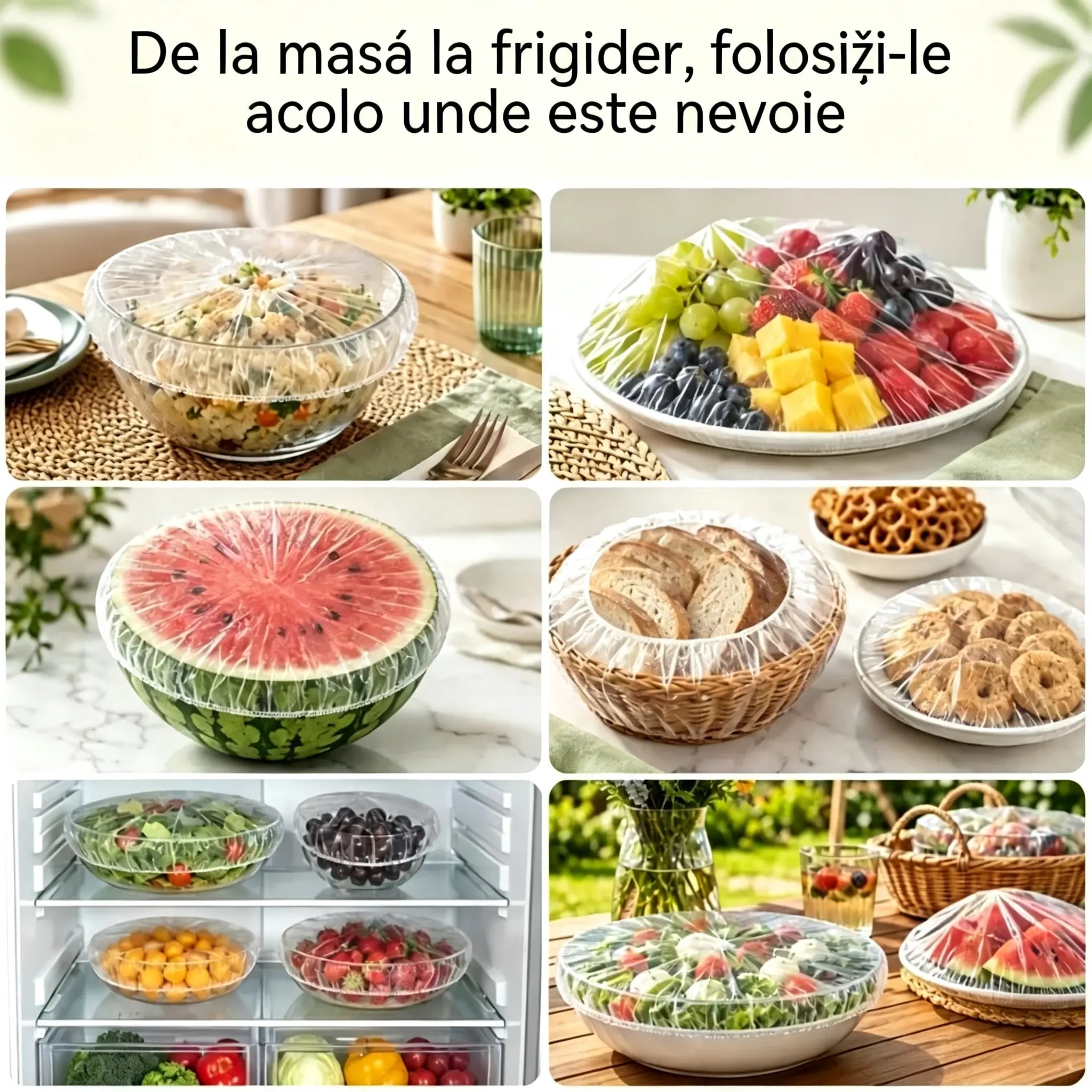 🔥(300 bucăți) Doar 129 lei🍽️Ambalaj din plastic extra mare, gros, antibacterian, potrivit pentru alimente