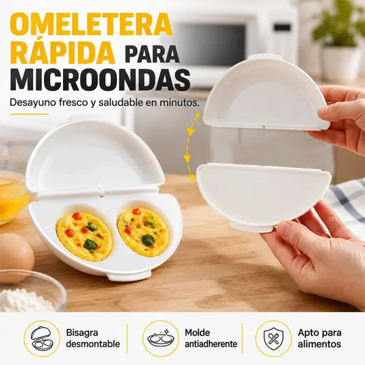 🍳Mic Dejun Perfect în Doar Câteva Minute! Formă pentru Omletă la Cuptorul cu Microunde 🥚 | 2 Compartimente · Material Antiaderent Alimentar · Balamale Detasabile pentru Curățare Ușoară · Preparare Rapidă Fără Ulei