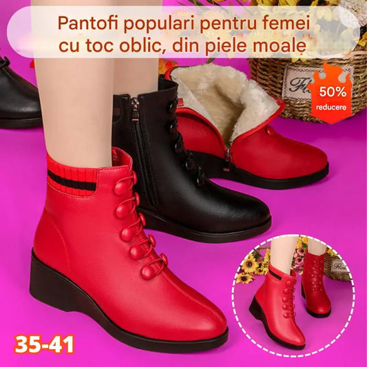 💟👢【35-41】2026 Toamnă și Iarnă Cizme populare din piele moale cu toc înclinat pentru femei
